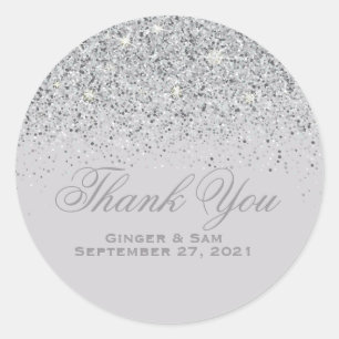 Glitter Silver Gracias Pegatinas