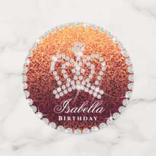 Glittering Crown Red Gold Table Confetti