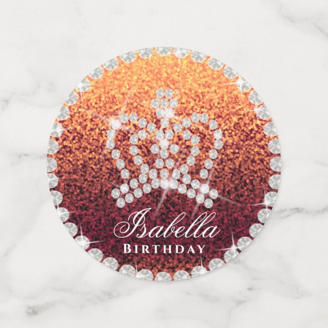 Glittering Crown Red Gold Table Confetti (Anverso mediano)