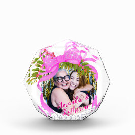 Glittering Pink Ribbon Navidad Foto