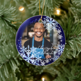 Glittering Snow Flakes Foto Ornamento azul