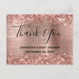 Glittery Rose Gold Foil Tarjeta de Agradecimiento 