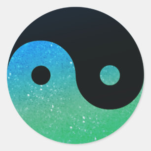 Glitz Azul Y Verde Mirar A Los Pegatinas Yin Yang