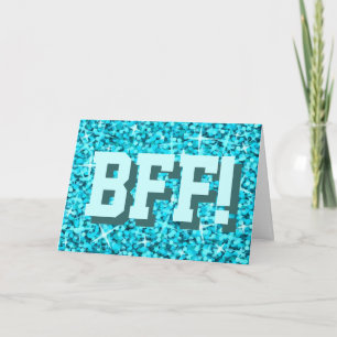 Glitz Blue 'BFF!' Tarjeta de saludo 'Feliz Cumplea
