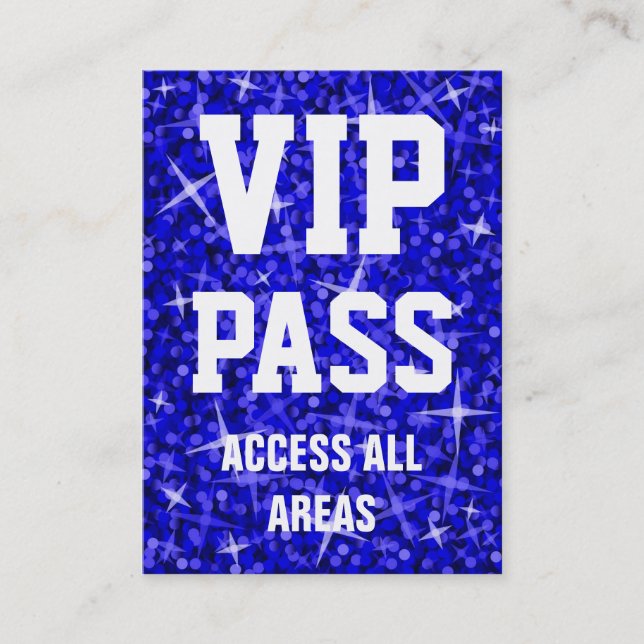 Glitz Dark Blue tarjeta de visita "VIP PASS" (Anverso)