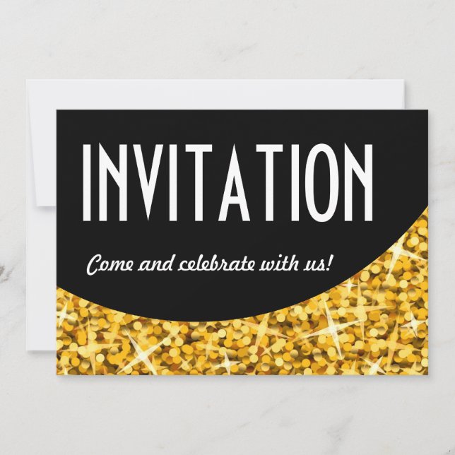 Glitz "Gold" curva negra invitación 'Invitation' (Anverso)
