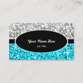 Glitz Mix "Silver" Tarjeta de negocios ovalada azu