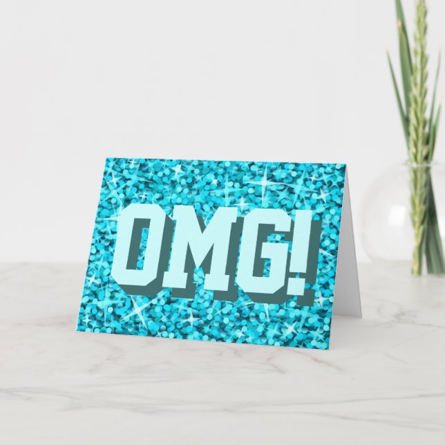 Glitz "OMG azules!" Tarjeta de felicitaciones del (Anverso)