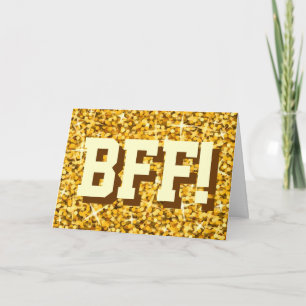 Glitz "oro" "BFF!" Tarjeta de felicitaciones del