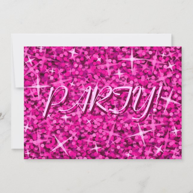 Glitz Pink 'Fiesta!' invitación texto rosa (Anverso)