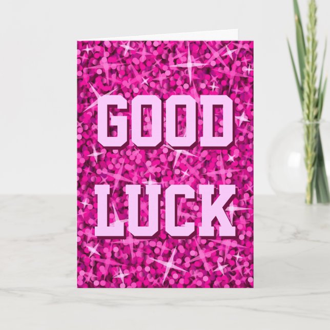 Glitz Pink Good Luck (Buena Suerte) Tarjeta vertic (Anverso)