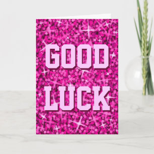 Glitz Pink Good Luck (Buena Suerte) Tarjeta vertic