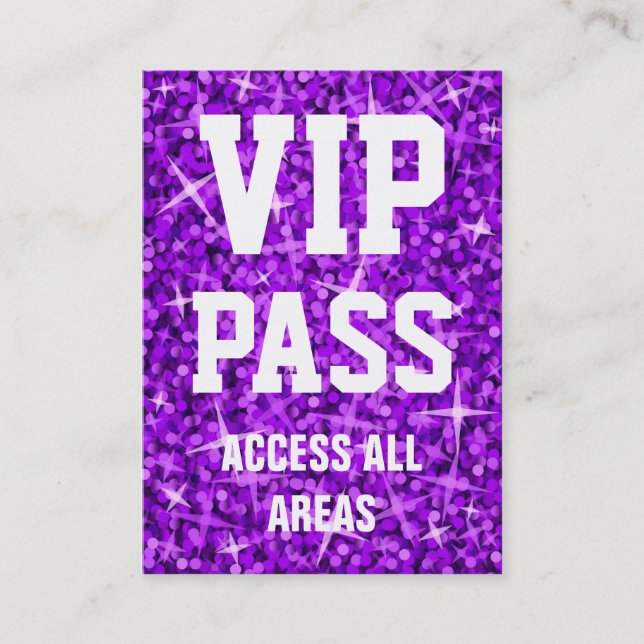 Glitz Purple tarjeta de visita 'VIP PASS' (Anverso)