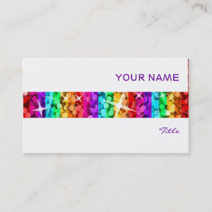 Glitz Rainbow Stripe tarjeta de visita blanca