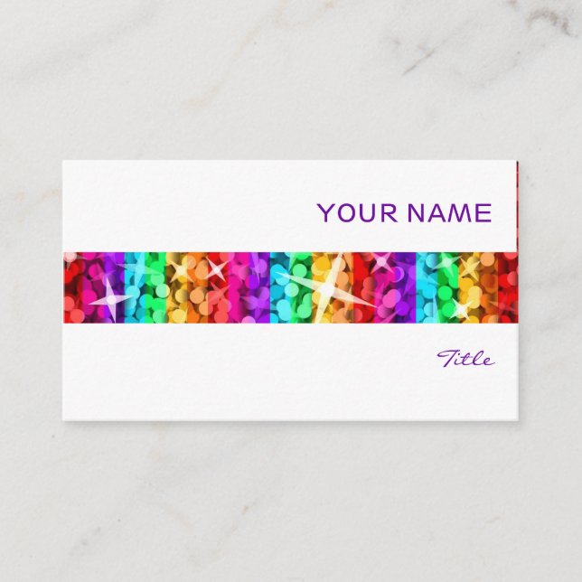 Glitz Rainbow Stripe tarjeta de visita blanca (Anverso)