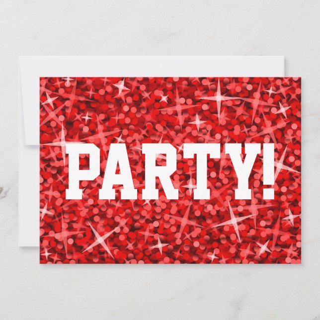 Glitz Red '¡Fiesta!' invitación texto blanco (Anverso)