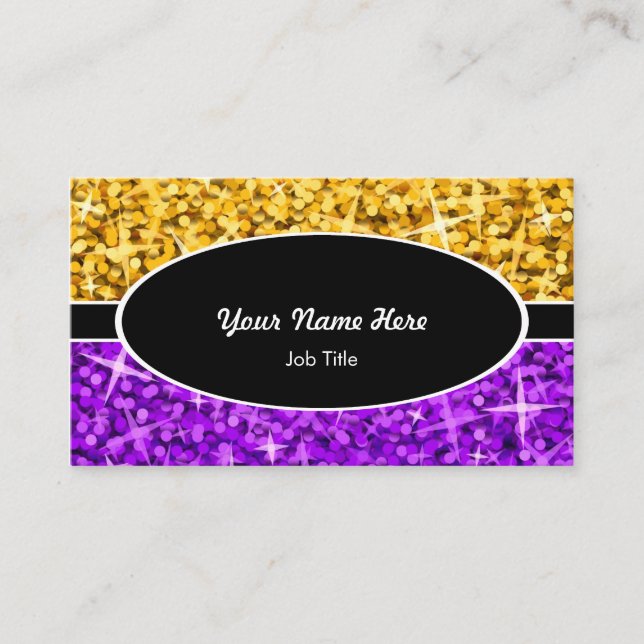 Glitz tarjeta de visita oval negra púrpura del (Anverso)