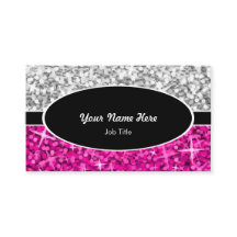 Glitz tarjeta de visita oval negra rosada de la