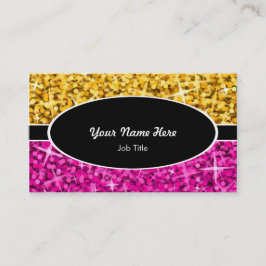 Glitz tarjeta de visita oval negra rosada del