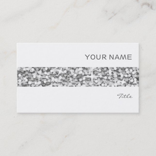 Glitz tarjeta de visita "Silver" de banda blanca (Anverso)