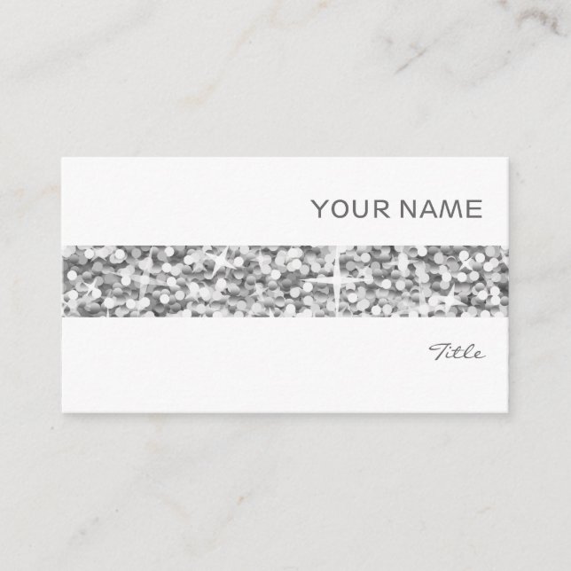 Glitz tarjeta de visita "Silver" de banda blanca (Anverso)
