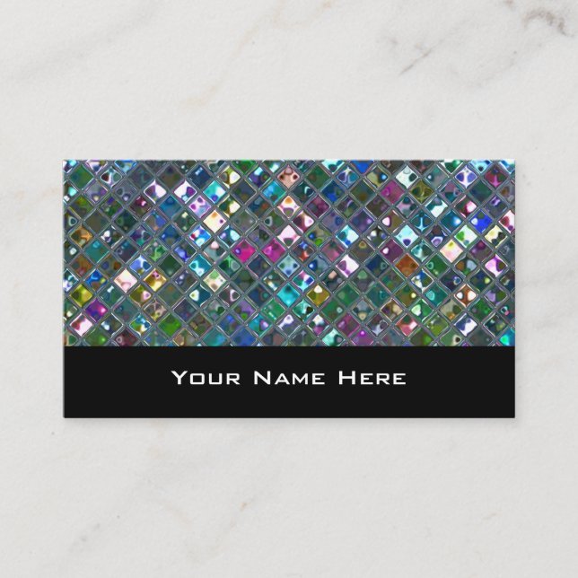 Glitz Tiles Multicololor 2 tarjeta de visita negro (Anverso)