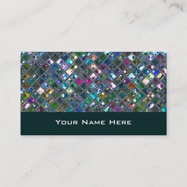 Glitz Tiles Multicololor 2 tarjeta de visita verde (Anverso)
