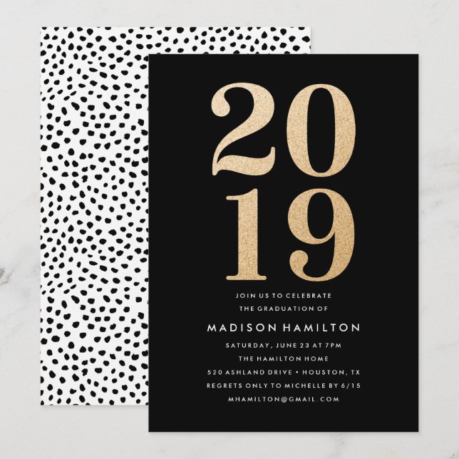 Glitz y Glamour | Invitaciones a la fiesta de grad (Anverso / Reverso)