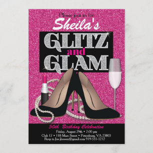 Glitz y glamurosa invitación al cumpleaños
