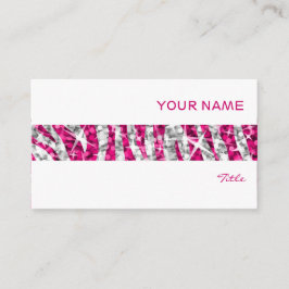 Glitz Zebra banda rosa tarjeta de negocios blanco