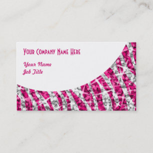 Glitz Zebra Curva blanca rosa tarjeta de visita