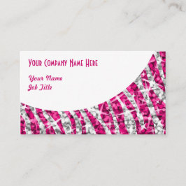 Glitz Zebra Curva blanca rosa tarjeta de visita
