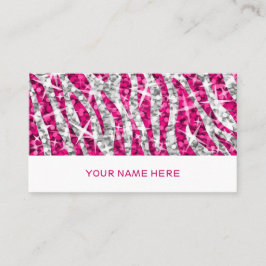 Glitz Zebra Pink tarjeta de visita blanca