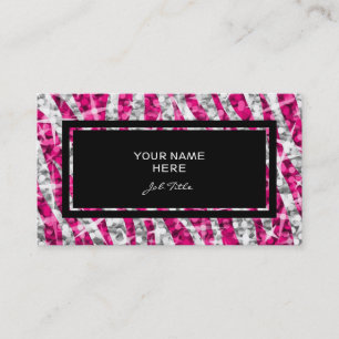 Glitz Zebra Rectángulo rosa tarjeta de negocios ne