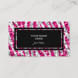 Glitz Zebra Rectángulo rosa tarjeta de negocios ne