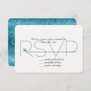 Glitzy Aqua Blue RSVP