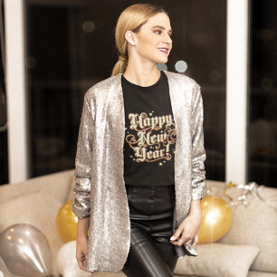 Glitzy Camisa de Año Nuevo con manga de largo