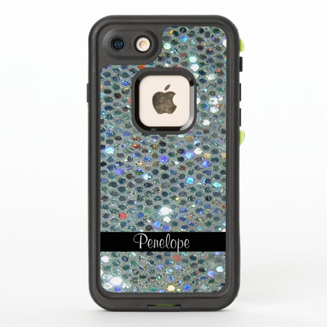Glitzy Sparkly Silver Purpurina Bling Añadir su no (Reverso)