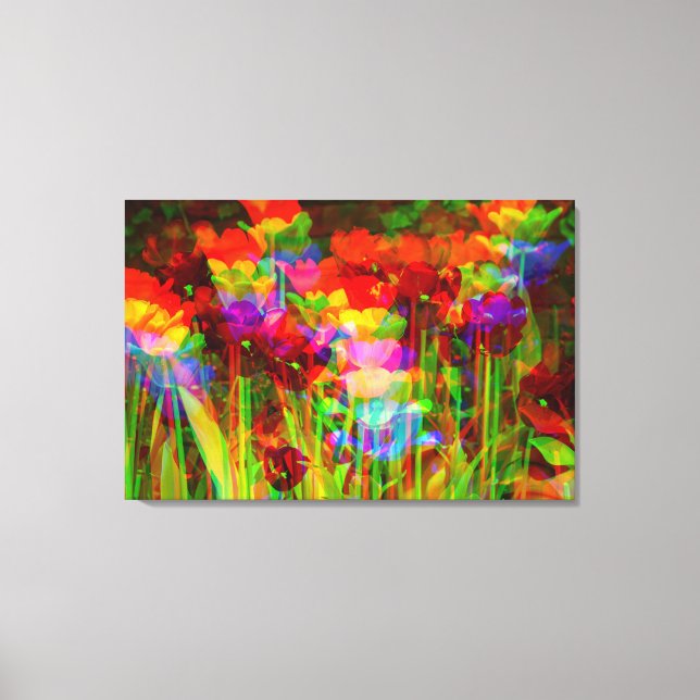 GLOBAL ART en tulipanes florecientes en lienzo est (Anverso)