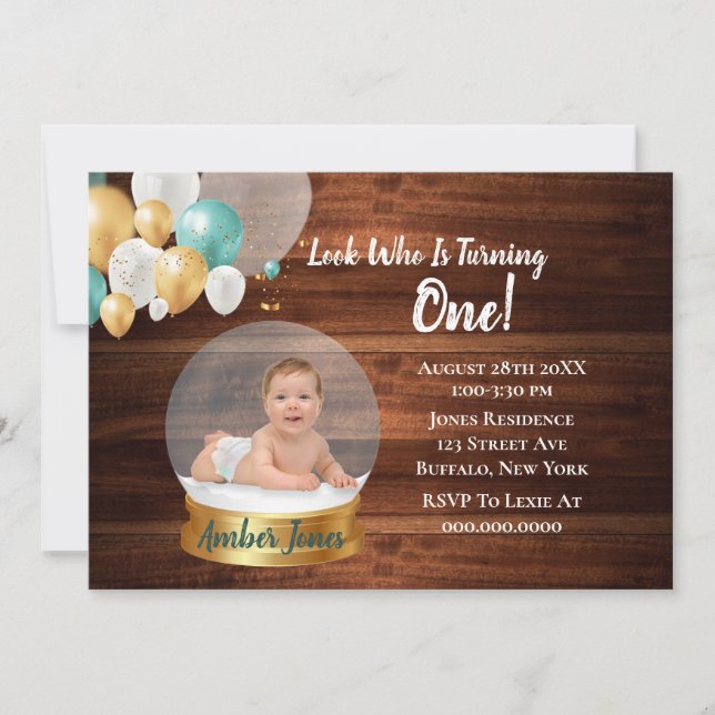 Globe de Nieve Añadir la foto primero. Invitacione (Anverso)