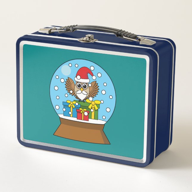 Globe de nieve con búho de Santa Claus (Anverso)