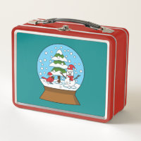 Globe de nieve con cardenal Snowman y árbol de pin