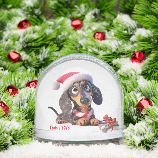 Globe de nieve personalizado de cachorro de Dachsh (Navidad)