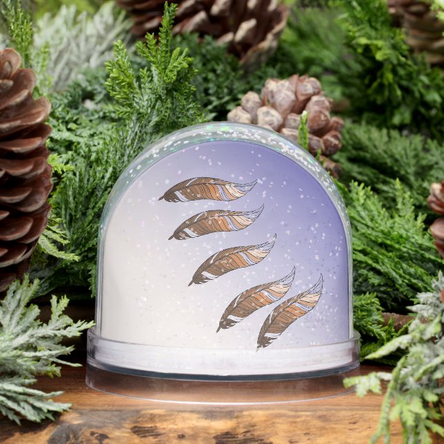Globe de nieve - plumas marrones flotando (Invierno)