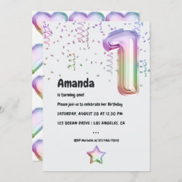 Globo arcoiris 1ª invitación de cumpleaños de Navi