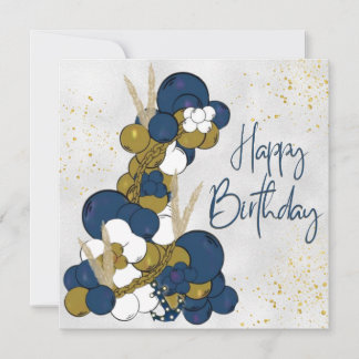 Globo Azul Ancla Feliz Cumpleaños Tarjeta Plana