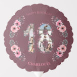 Globo Chica Big 18th Birthday Collage de fotos Flor rosa<br><div class="desc">Crea un collage de siete fotos de cumpleaños número 18 en forma de número grande dieciocho. Decorada con hermosas y encantadoras acuarelas,  flores rosas y vegetación. Gran regalo de cumpleaños número 18 para chicas. Collage fotográfico personalizado número 18 para un producto único y muy especial.</div>