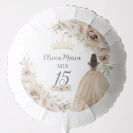 Globo Crema de champagne Beige floral Princesa Quinceañe