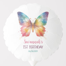 Cumpleaños 1er Mariposa Arcoíris Revoloteo