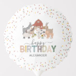 Globo Cute Barnyard Kids Nombre Birthday<br><div class="desc">Un bonito globo de cumpleaños para niños de corral con un simple fondo blanco,  adorables animales de granja que incluyen una vaca,  cabra,  cerdo,  oveja,  burro,  caballo,  conejo,  pato y gallo,  el dicho "feliz cumpleaños" y el nombre de los niños.</div>